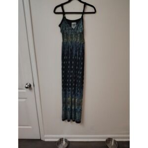 Bailey Blue Womens Blue Green Paisley Smocked Bodice Maxi Dress Small Boho